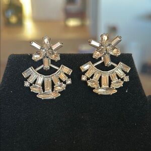 Stella & Dot Silver Floral Fan Earrings